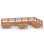 Set Salotto da Giardino 9 pz in Legno Massello di Pino Miele