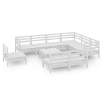 Set Salotto da Giardino 10 pz in Legno Massello di Pino Bianco