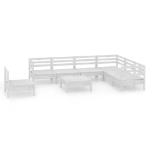 Set Salotto da Giardino 8 pz in Legno Massello di Pino Bianco