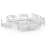 Set Salotto da Giardino 10 pz in Legno Massello di Pino Bianco