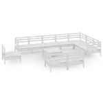 Set Salotto da Giardino 11 pz in Legno Massello di Pino Bianco