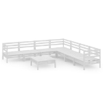 Set Salotto da Giardino 8 pz in Legno Massello di Pino Bianco