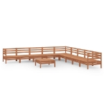 Set Salotto da Giardino 10 pz in Legno Massello di Pino Miele