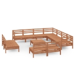 Set Salotto da Giardino 12 pz in Legno Massello di Pino Miele