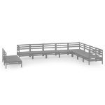 Set Salotto da Giardino 10 pz in Legno Massello di Pino Grigio