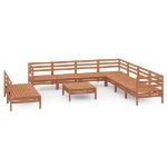 Set Salotto da Giardino 10 pz in Legno Massello di Pino Miele