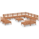 Set Salotto da Giardino 13 pz in Legno Massello di Pino Miele