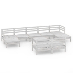 Set Salotto da Giardino 10 pz Bianco in Legno Massello di Pino