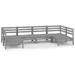 Set Salotto da Giardino 6 pz Grigio in Legno Massello di Pino