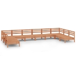 Set Salotto da Giardino 10 pz in Legno Massello di Pino Miele