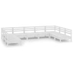 Set Salotto da Giardino 9 pz Bianco in Legno Massello di Pino