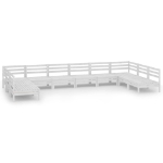 Set Salotto da Giardino 10 pz Bianco in Legno Massello di Pino