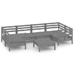 Set Salotto da Giardino 7 pz Grigio in Legno Massello di Pino