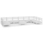 Set Salotto da Giardino 11 pz Bianco in Legno Massello di Pino