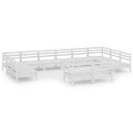 Set Salotto da Giardino 12 pz Bianco in Legno Massello di Pino