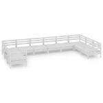 Set Salotto da Giardino 10 pz Bianco in Legno Massello di Pino