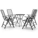 Set da Pranzo per Giardino 5pz Rete Metallica Espansa Antracite