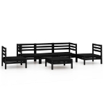 Set Divani da Giardino 6 pz Nero in Legno Massello di Pino