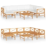 Set Divani da Giardino 8pz Cuscini Crema Legno Massello di Teak