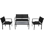 Set da Pranzo da Giardino 4 pz in Textilene Nero