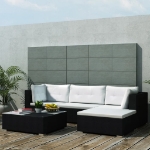 Set Divani da Giardino 5 pz con Cuscini in Polyrattan Nero