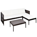 Set Divani da Giardino 3 pz con Cuscini in Polyrattan Marrone