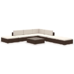 Set Divani da Giardino 8 pz con Cuscini in Polyrattan Marrone