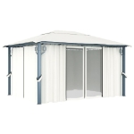 Gazebo con Tenda 400 x 300 cm Crema Alluminio