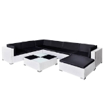 Set Divani da Giardino 8 pz con Cuscini in Polyrattan Bianco