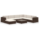 Set Divani da Giardino 8 pz con Cuscini in Polyrattan Marrone