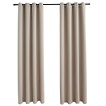 Tende Oscuranti con Anelli in Metallo 2 pz Beige 140x245 cm