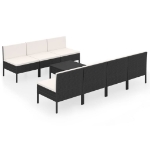 Set Divani da Giardino 8 pz con Cuscini in Polyrattan Nero