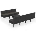 Set Divani da Giardino 8 pz con Cuscini in Polyrattan Nero