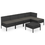 Set Divani da Giardino 6 pz con Cuscini in Polyrattan Nero