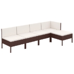 Set Divani da Giardino 5 pz con Cuscini in Polyrattan Marrone