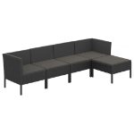 Set Divani da Giardino 5 pz con Cuscini in Polyrattan Nero