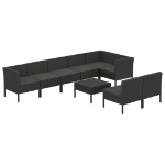 Set Divani da Giardino 9 pz con Cuscini in Polyrattan Nero