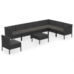 Set Divani da Giardino 9 pz con Cuscini in Polyrattan Nero