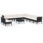 Set Divani da Giardino 12 pz con Cuscini in Polyrattan Nero