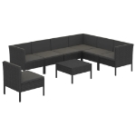 Set Divani da Giardino 8 pz con Cuscini in Polyrattan Nero