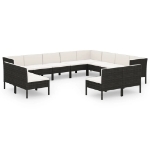 Set Divani da Giardino 11 pz con Cuscini in Polyrattan Nero