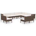 Set Divani da Giardino 12 pz con Cuscini in Polyrattan Marrone