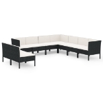 Set Divani da Giardino 9 pz con Cuscini in Polyrattan Nero