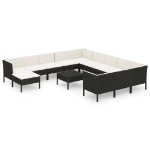 Set Divani da Giardino 13 pz con Cuscini in Polyrattan Nero