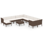 Set Divani da Giardino 12 pz con Cuscini in Polyrattan Marrone