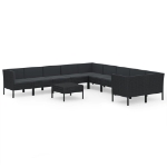 Set Divani da Giardino 11 pz con Cuscini in Polyrattan Nero