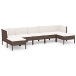 Set Divani da Giardino 7 pz con Cuscini in Polyrattan Marrone