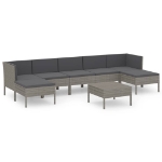 Set Divani da Giardino 8 pz con Cuscini in Polyrattan Grigio