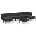 Set Divani da Giardino 8 pz con Cuscini in Polyrattan Nero