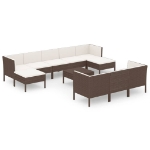 Set Divani da Giardino 11 pz con Cuscini in Polyrattan Marrone